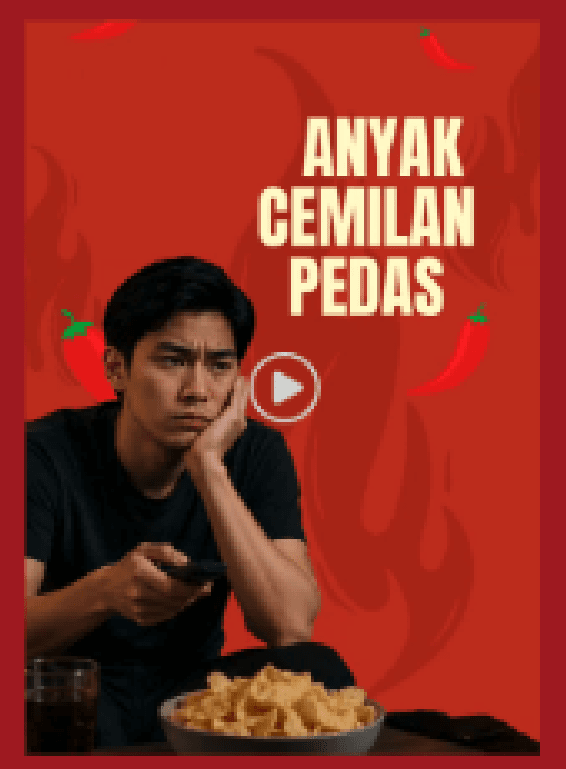 Pedasaurus video post, video conversion stage: 'ANYAK CEMILAN PEDAS'