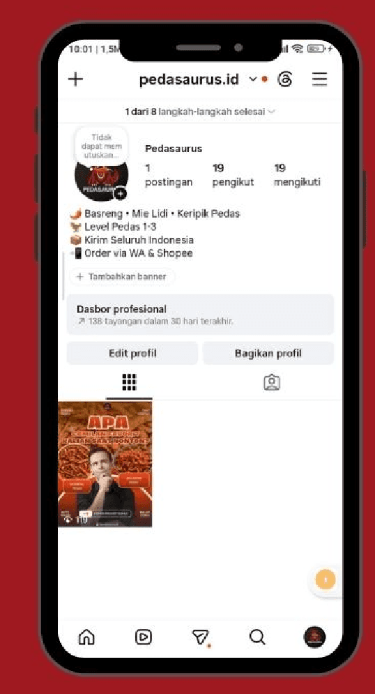 Pedasaurus Instagram business profile screenshot