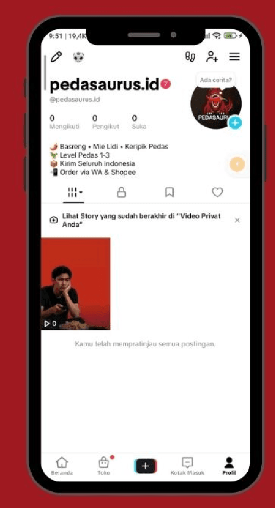 Pedasaurus TikTok profile screenshot